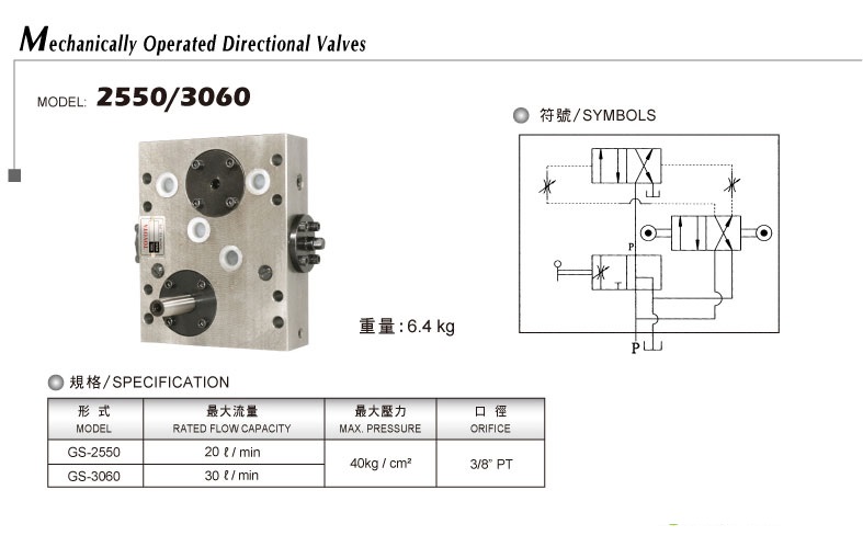 Mechanical directional valve 2550